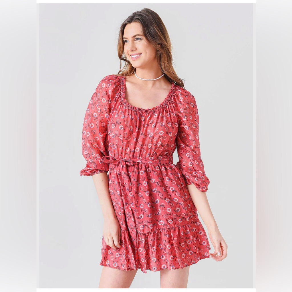 Xirena Coral Blush Floral Dress Size S Nwt
